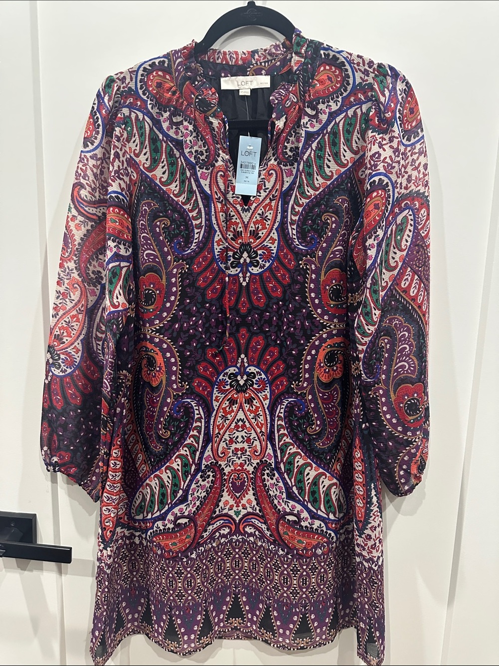 LOFT Purple Paisley Print Tunic Dress